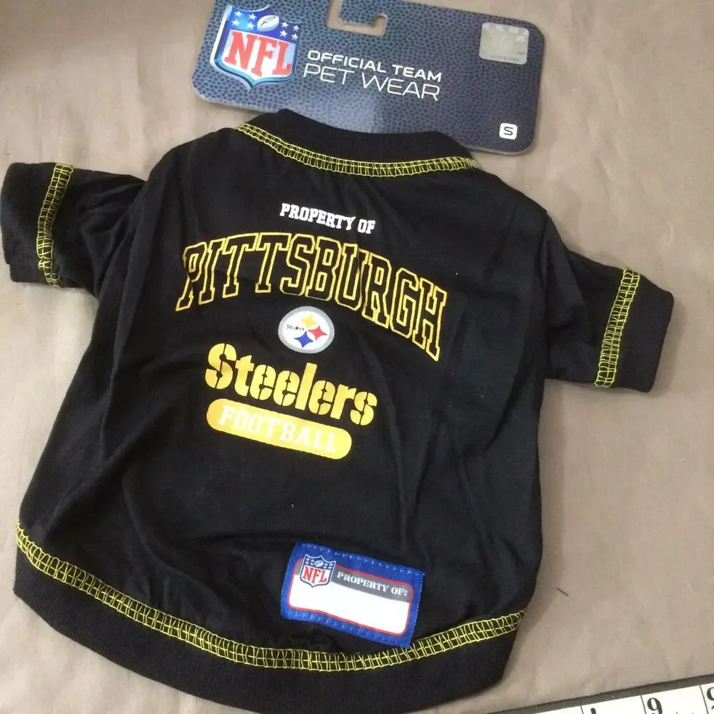 NEW NFL Steelers Dog Shirt Small Black Gold Pet Jersey NWT Official Team Wear